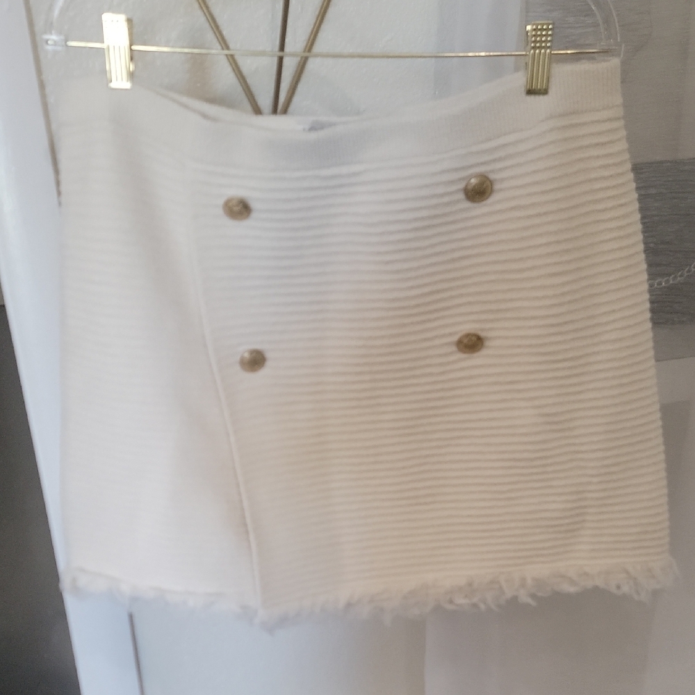 J. Crew Cream Ribbed Double-Button Mini Skirt - Picture 2 of 8